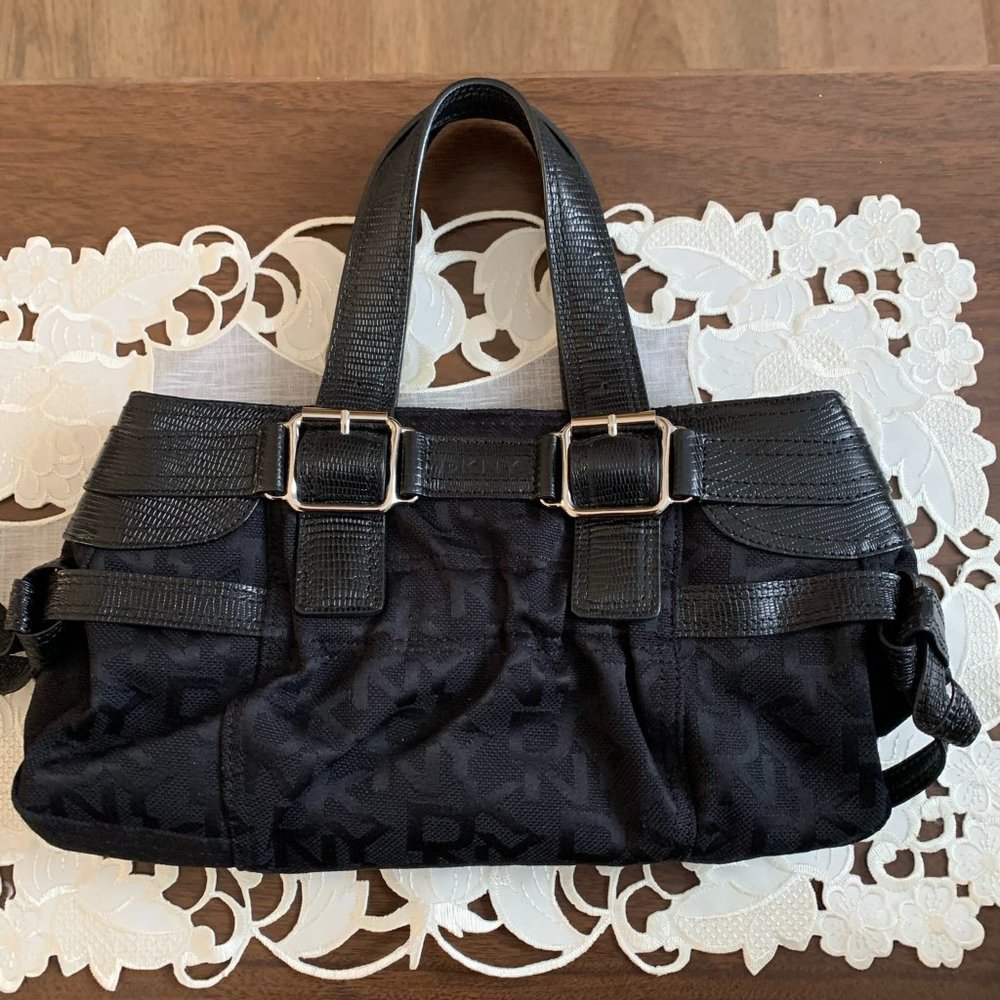 DKNY Black leather and Canvas Bag